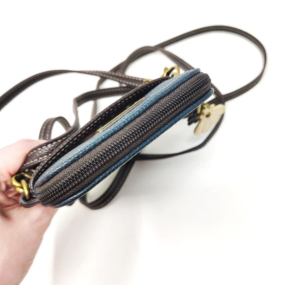 Chala Dazzled Fish Tail Phone Crossbody Bag Purse Blue Brown Zip Wallet - Picture 9 of 10